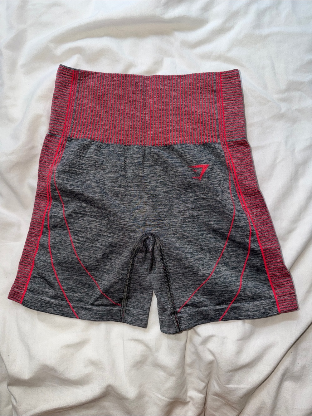 Gymshark Gray and Pink Seamless High-Waist Training Shorts